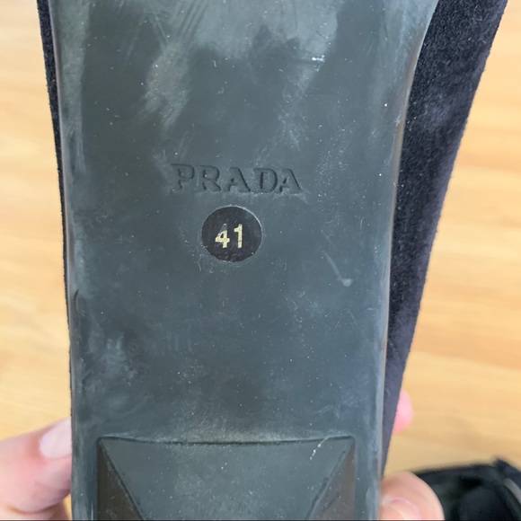 PRADA Suede Kitten Heel Square Toe - Picture 7 of 8
